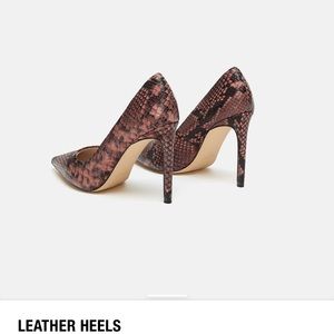 Zara Pink Leather heels. Snakeskin print
